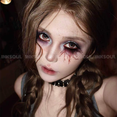 INKSOUL 面部恐怖血丝丧尸氛围感万圣妆容脸部贴纸懒人妆眼眶淤血