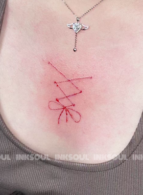 刻痕之舞 | 新款芭蕾刀痕系带ins蝴蝶结仿真高级纹身贴不反光可洗