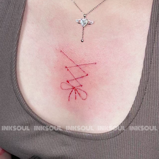 刻痕之舞 | 新款芭蕾刀痕系带ins蝴蝶结仿真高级纹身贴不反光可洗