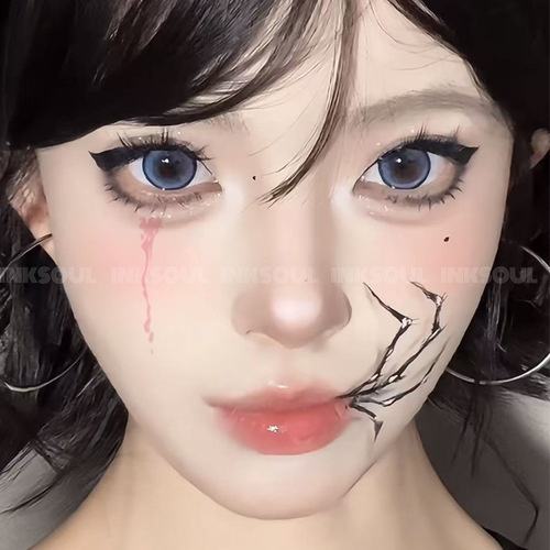 INKSOUL 蜘蛛血泪脸贴纹身贴万圣节病娇妆容暗黑嘴角蜘蛛防水贴纸