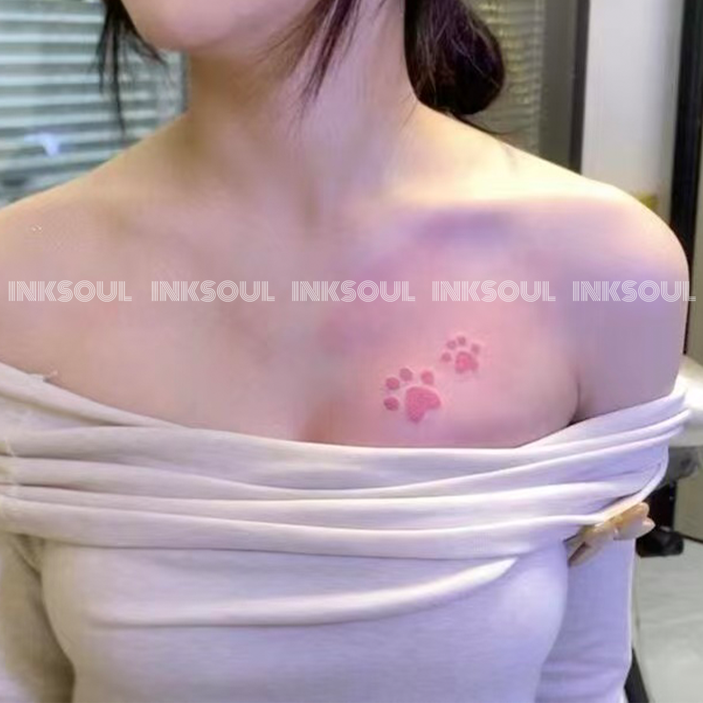 INKSOUL粉糯爪痕可爱猫爪纹身贴