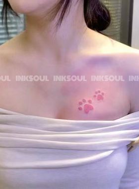 粉糯爪痕 | 粉嫩猫爪ins空针纹身贴约会小心机锁骨手腕彩色可水洗