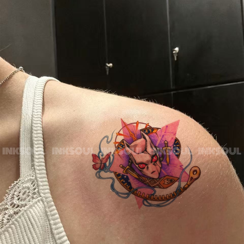INKSOUL蝶锁皇后彩色纹身贴JOJO