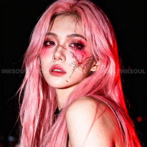 INKSOUL 万圣血色蝶翼彩色纹身贴高颜值脸部ins辣妹个性彩绘贴纸