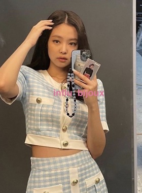 Jennie金智妮同款手机链string彩色水晶爱心y2k挂绳rose彩虹ting