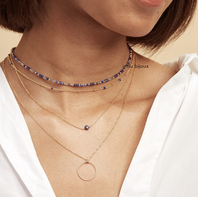 手作坦桑石宝石锁骨链