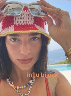 kendall同款dualipa项链ins小众设计eliou彩虹色撞色天然珍珠男