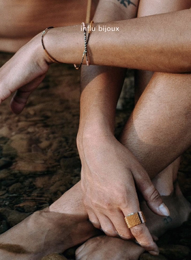 手工定制三圈绿松石极细美产14k注金磁铁扣多层手链 大地色系文艺