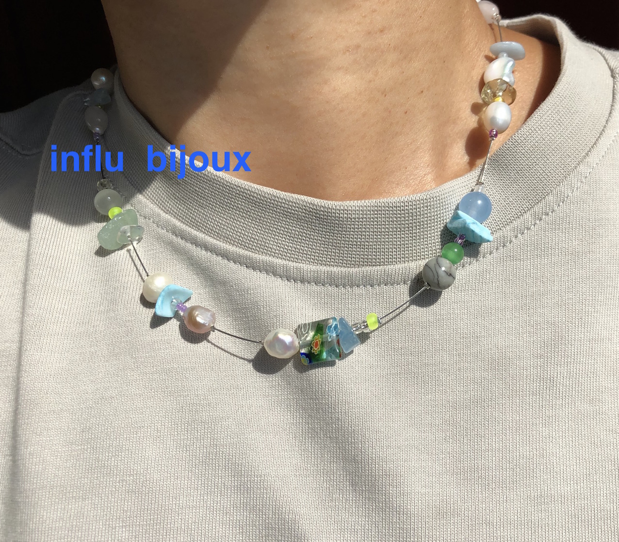 原创定制珍珠天然玉石撞色贝母