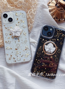 ins风巴洛克小天使文艺几何手机壳适用于iphone14pro max/13pro/12/11/xr华为mate50/40/30荣耀80/70vivo x80