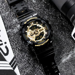 卡西欧手表男黑金gshock黑暗之心情侣电子表时尚 防水运动GA110GB