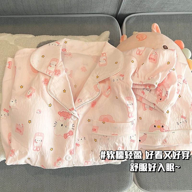 超可爱卡通长袖长裤中大童家居服