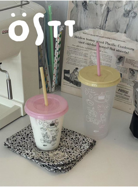 〈Daily Bloom〉OSTT1722原创设计吸管冷水杯可爱简约插画ins