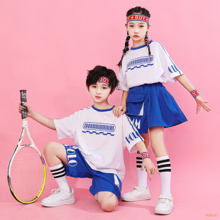 2025新款夏季运动风男女童时尚套装休闲百搭短袖短裤两件套