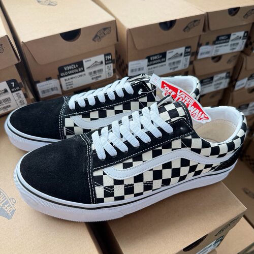 Vans帆布 黑白棋盘格 减震耐磨轻便透气 低帮 板鞋