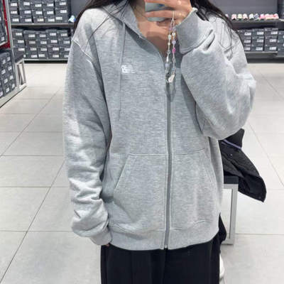 New Balance Sport纯色连帽宽松舒适柔软开衫拉链长袖外套MJ41501