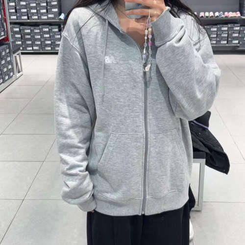 New Balance Sport纯色连帽宽松舒适柔软开衫拉链长袖外套MJ41501