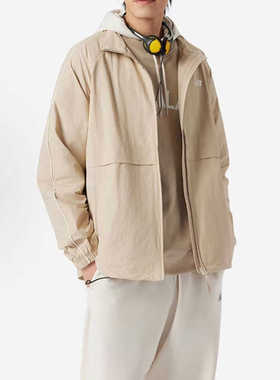 New Balance字母户外拉链梭织复古夹克外套卡其色NAE11191-BEI