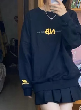 NewBalanceLogo印花针织运动圆领套头卫衣男黄/黑AMT13365-BK-LHZ