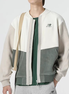 New Balance FW22 刺绣拉链棒球服夹克外套绿色6DC39643-LBE