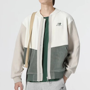 New Balance FW22 刺绣拉链棒球服夹克外套绿色6DC39643-LBE