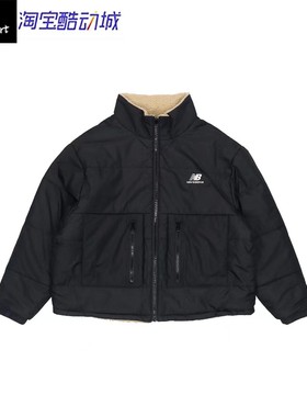 New Balance 两面穿保暖字母立领运动棉服 女款黑色AWJ14357-BK