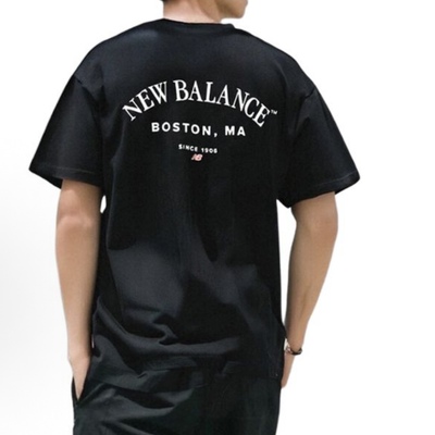 NewBalanceNB红标小LOGO圆领美式纯色宽松百搭T恤黑色AMT51374-BK
