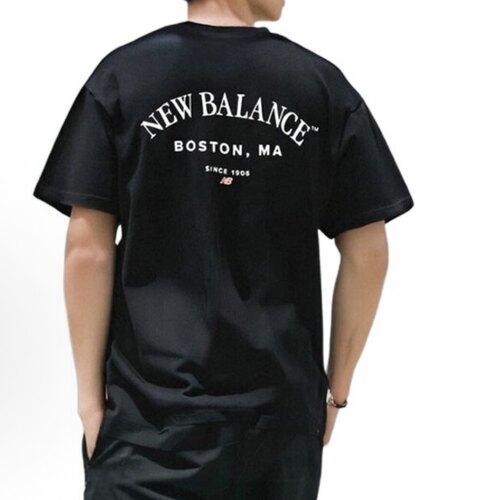 NewBalanceNB红标小LOGO圆领美式纯色宽松百搭T恤黑色AMT51374-BK