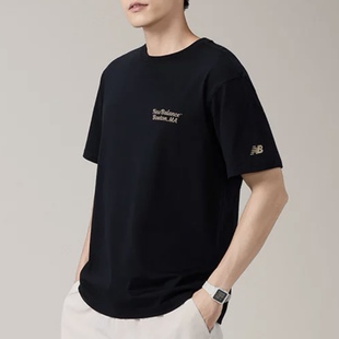 NewBalance百搭美式复古印花胸前刺绣LOGOT恤男款黑色AMT51319-BK