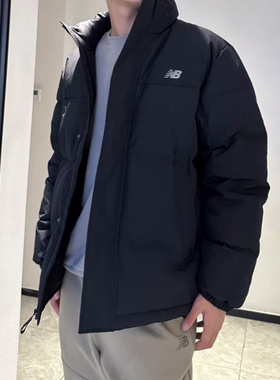 New Balance纯色户外休闲运动拉链立领长袖羽绒服黑色AMJ33340-BK