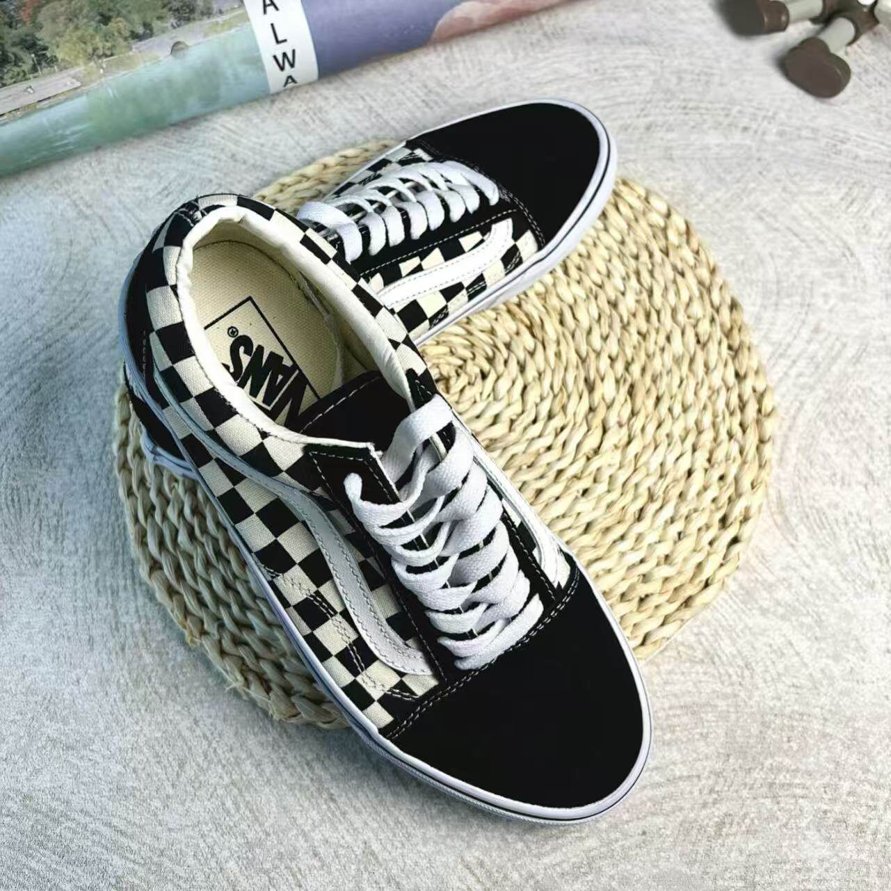 Vans Dx 帆布 黑白棋盘格 减震耐磨轻便透气 低帮 板鞋 男女同款