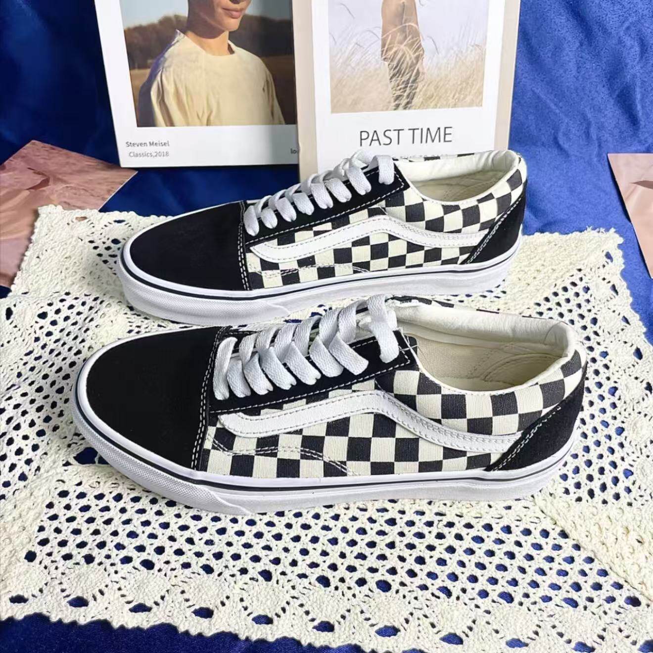 Vans帆布 黑白棋盘格 减震耐磨轻便透气 低帮 板鞋 556436-0009