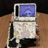 新款 韩系小清新花朵兔子适用华为purax手机壳HUAWEI 高级感挂绳手链网红爆款 磁吸中轴情侣款 硬套 PuraX典藏版