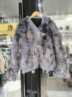 反季新款春秋冬时尚百搭显瘦狐狸毛皮草外套女短款拼接皮毛上衣女