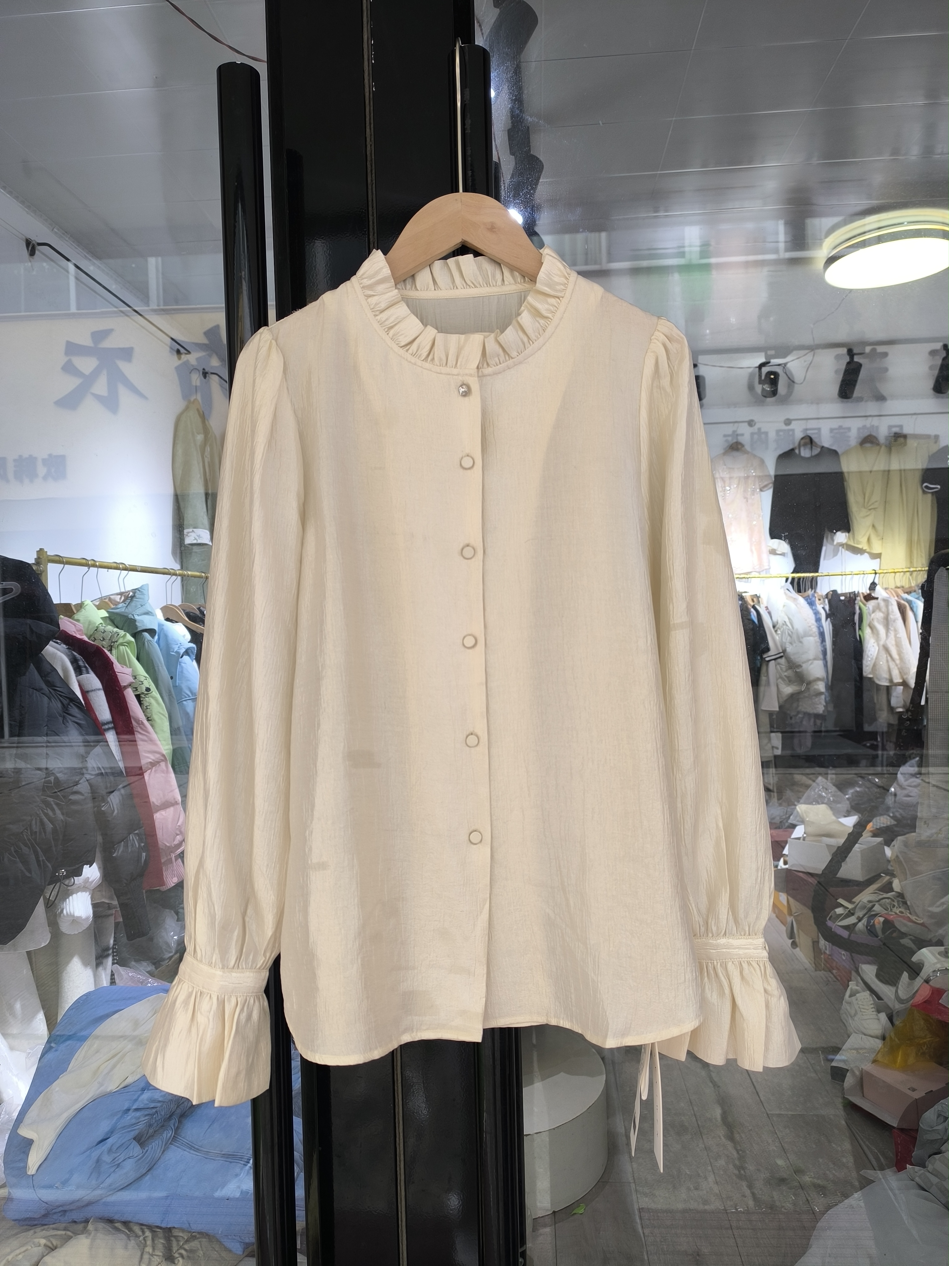 品牌撤柜2025新款韩版时尚百搭显瘦长袖衬衫简约纯色衬衣女装上衣