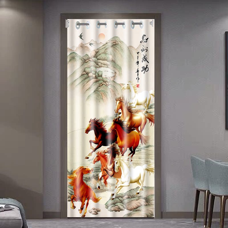 中国风免打孔门帘自建房隔断门帘