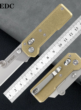 9TiEDC美工刀黄铜手柄野营随身户外折叠壁纸刀工业级电缆剥离工具