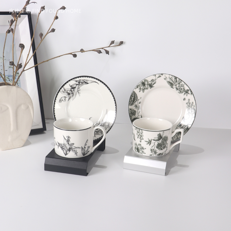 原创现代铝合金咖啡杯碟支架子午茶杯碟套装托架装饰架展示架座架