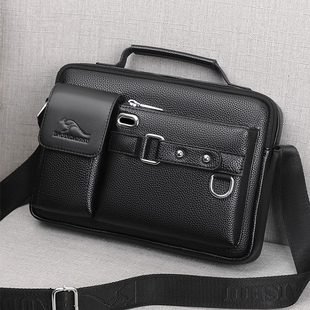 横款真皮单肩斜挎包男潮牌休闲通勤多功能高级感小手提包商务跨包