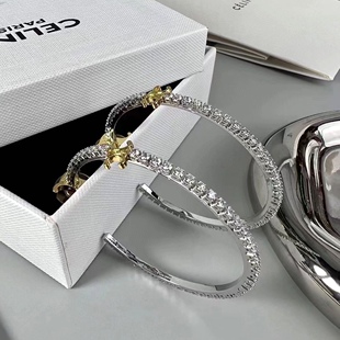 2023新款爆款金银双色锆石大圆圈耳环小众设计感高级轻奢气质耳饰