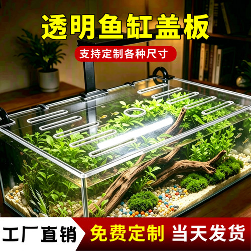 鱼缸盖板防跳网亚克力盖防坠网雷龙防逃网爬虫网盖鱼缸上盖PC加厚