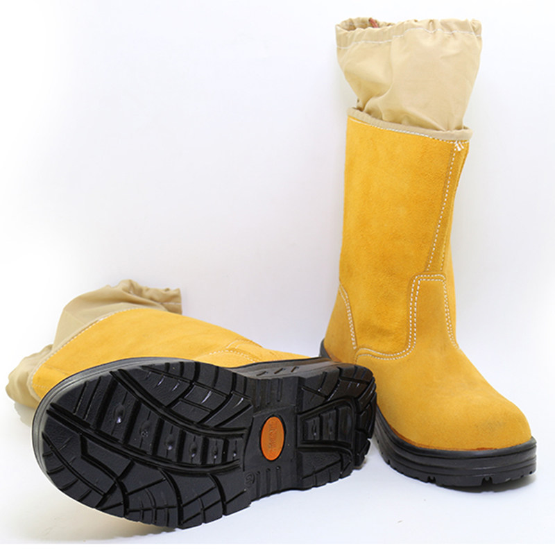 가을 겨울 용접 소 가죽 높은 부츠 스웨이드 안티 SCALDING 고무 밑창 미끄럼 방지 내마모성 용접공 노동 보호 신발 무료 배송