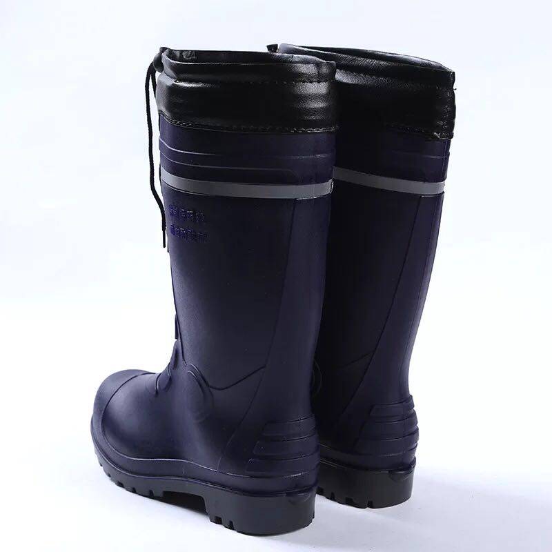 겨울 장화 장화 벨벳 두꺼워 면 방수 남성용 워터 슈즈 하이 워터 부츠 따뜻한 미끄럼 방지 노동 보호 고무 신발