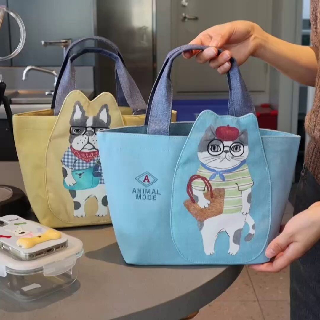 日本正品保罗与路西手提帆布包外出手提通勤上班带饭便当包妈咪包