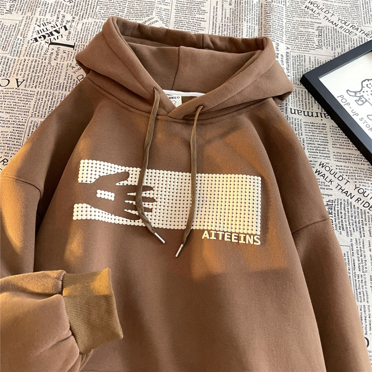 潮流ins休闲发泡印花加绒中性情侣百搭连帽卫衣D328-WY182-P65，商品下架区商品下架区，电商D328