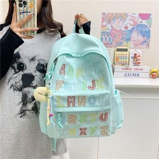高颜值字母刺绣双肩包大学生旅行背包 书包初中女生小学生2025新款
