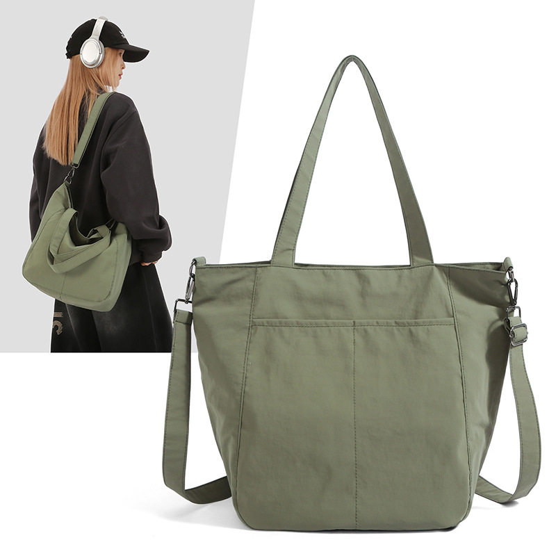 日系防水尼龙休闲单肩布包女新款设计感小众大容量通勤帆布托特包
