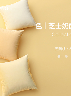 LIVING inc.芝士奶酪 米黄色天鹅绒客厅沙发抱枕ins床上靠背垫套
