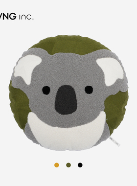 LIVING inc.动物园 圆形卡通沙发抱枕儿童房可爱猫卧室靠枕靠垫套