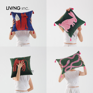 LIVING 艺术插画动物沙发抱枕多巴胺ins少女心靠垫 inc.脑洞商店